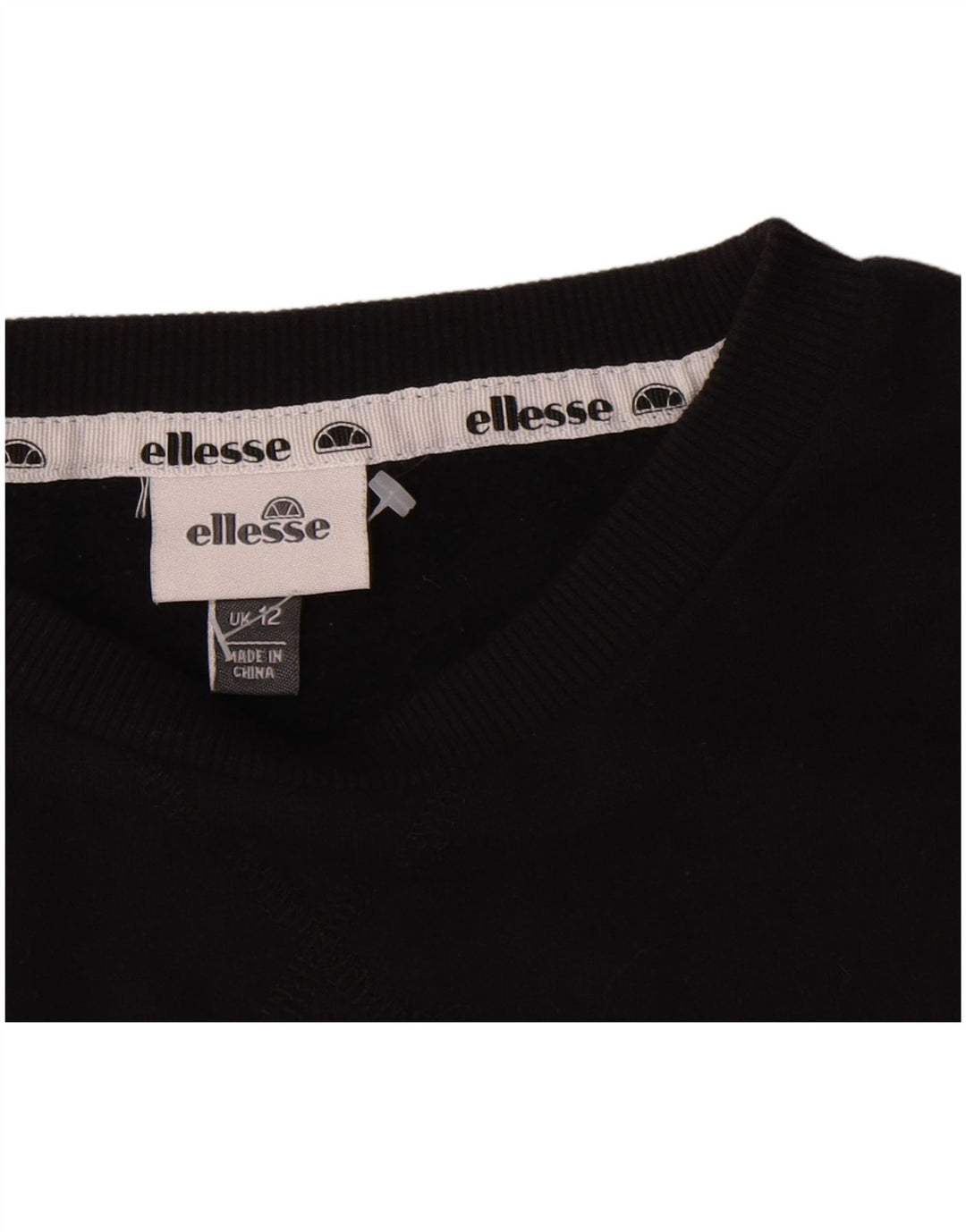 Ellesse Womens Graphic Sweatshirt Jumper UK 12 Medium Black Cotton