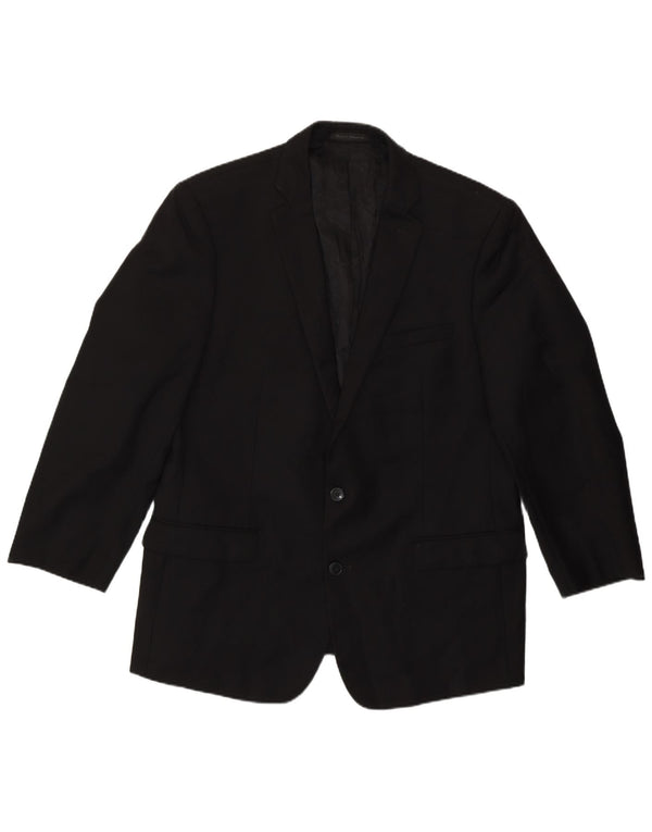 Calvin Klein Mens 2 Button Slim Fit Blazer Jacket UK 44 2XL Black Wool