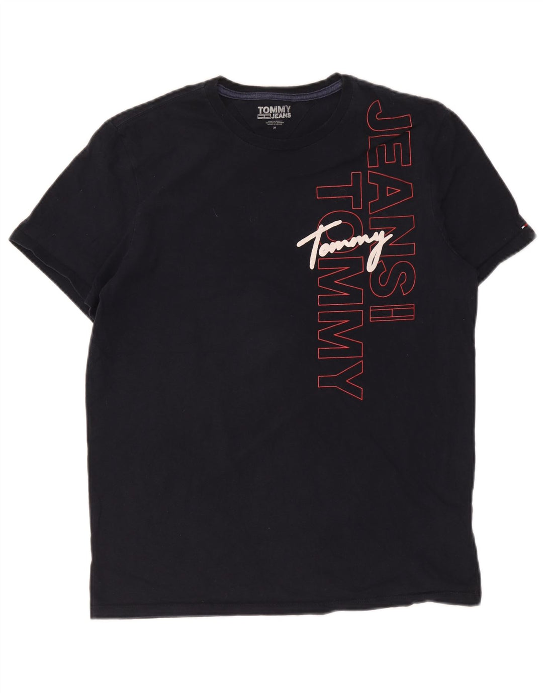 Tommy Hilfiger Mens Graphic T-Shirt Top Medium Navy Blue Cotton