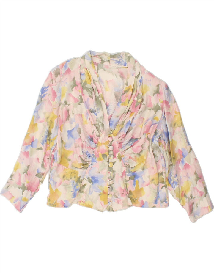 VINTAGE Womens Blazer Jacket UK 14 Medium Multicoloured Floral Vintage Vintage and Second-Hand Vintage from Messina Hembry 