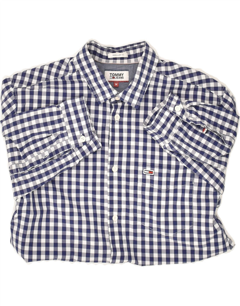 TOMMY HILFIGER Mens Shirt Medium Blue Check Cotton | Vintage Tommy Hilfiger | Thrift | Second-Hand Tommy Hilfiger | Used Clothing | Messina Hembry 