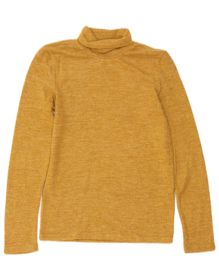 Zara Womens Roll Neck Top Long Sleeve UK 12 Medium Yellow Flecked Viscose