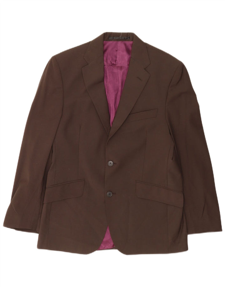 Marks & Spencer Mens 2 Button Blazer Jacket UK 38 Medium Brown Wool