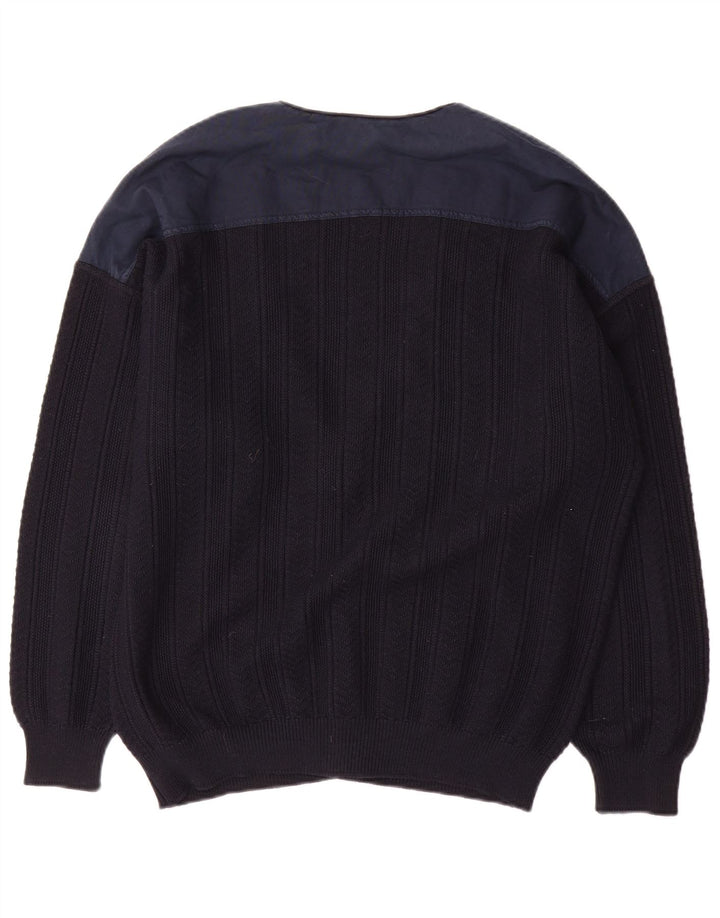 Il Granchio Mens Cardigan Sweater Large Navy Blue Colourblock
