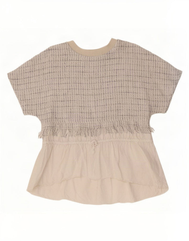 Zara Womens Blouse Top UK 14 Medium Off White Check