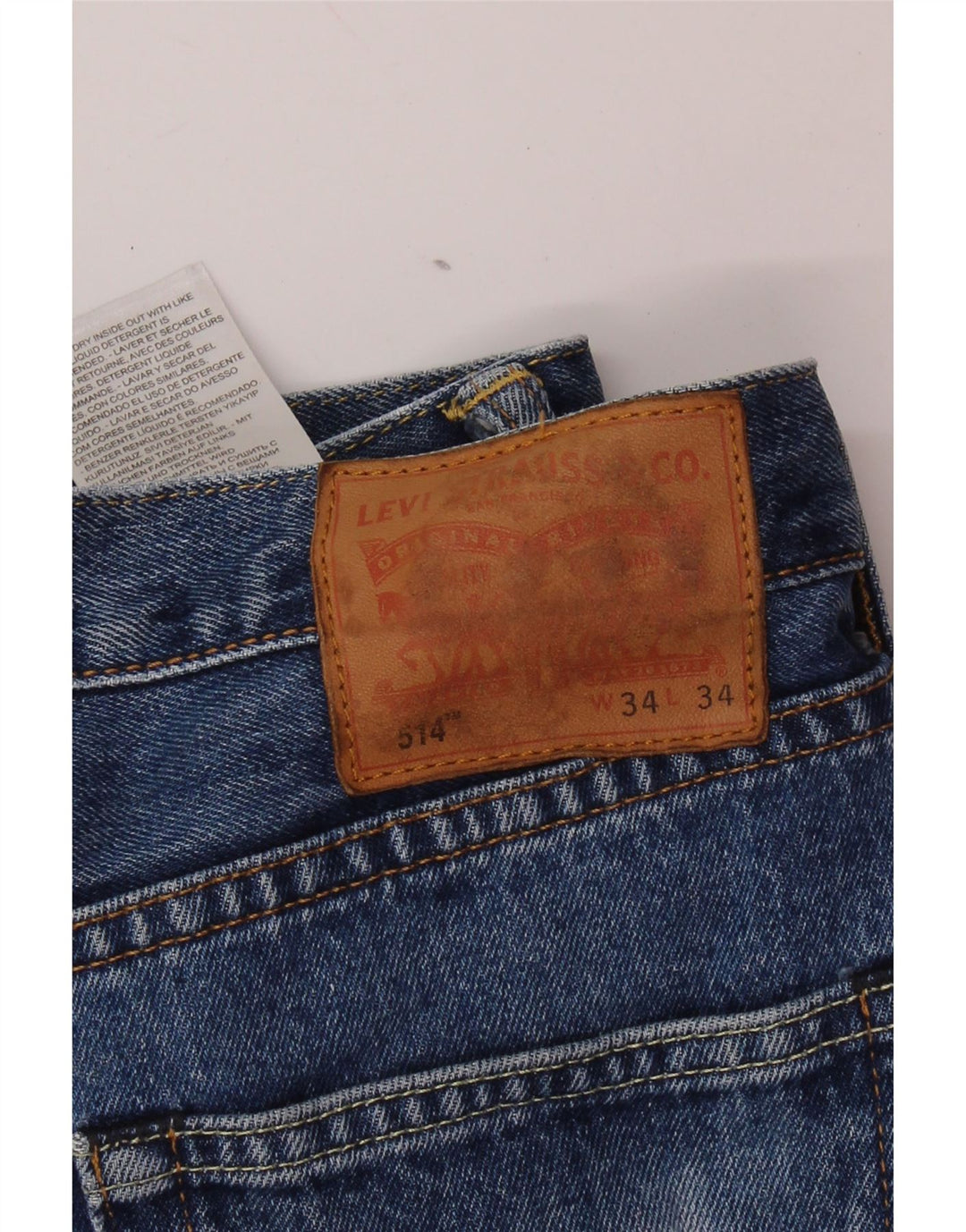 LEVI'S Mens 514 Straight Jeans W34 L34 Blue Cotton