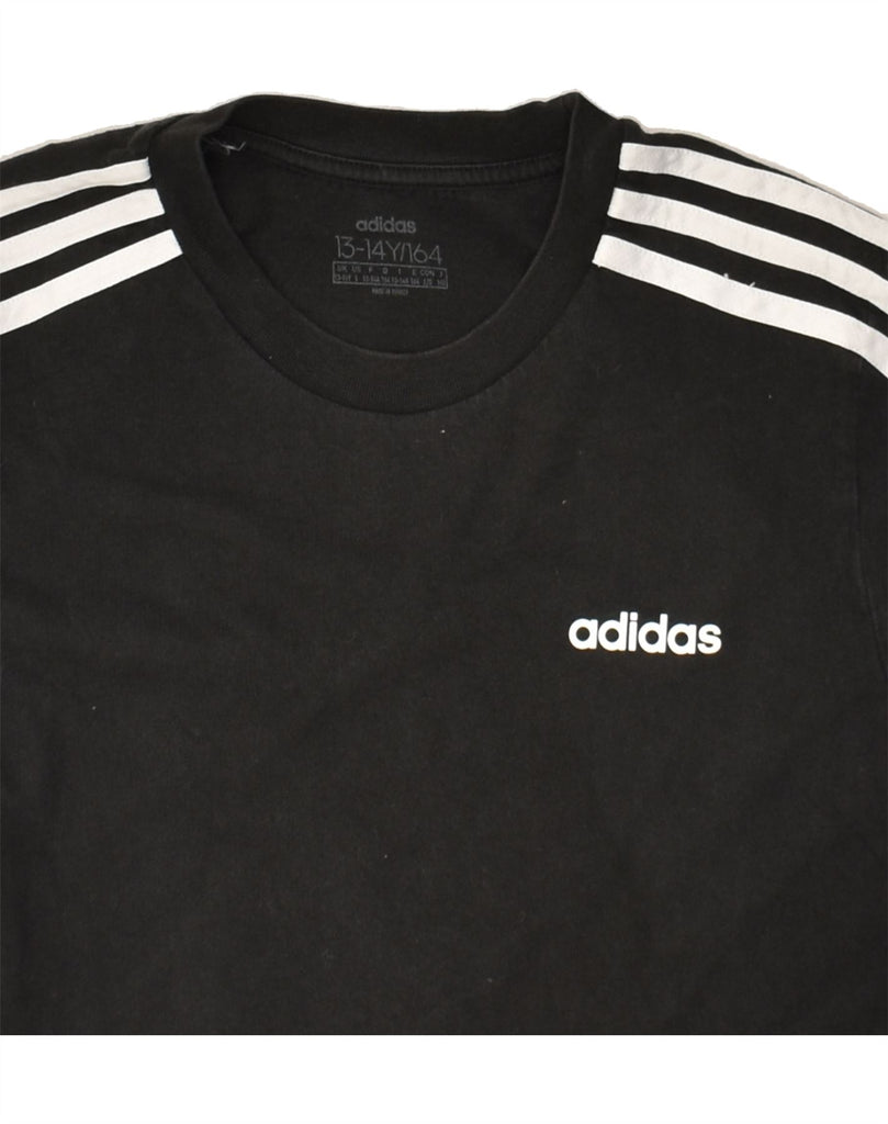 ADIDAS Boys T-Shirt Top 13-14 Years Black Cotton | Vintage Adidas | Thrift | Second-Hand Adidas | Used Clothing | Messina Hembry 