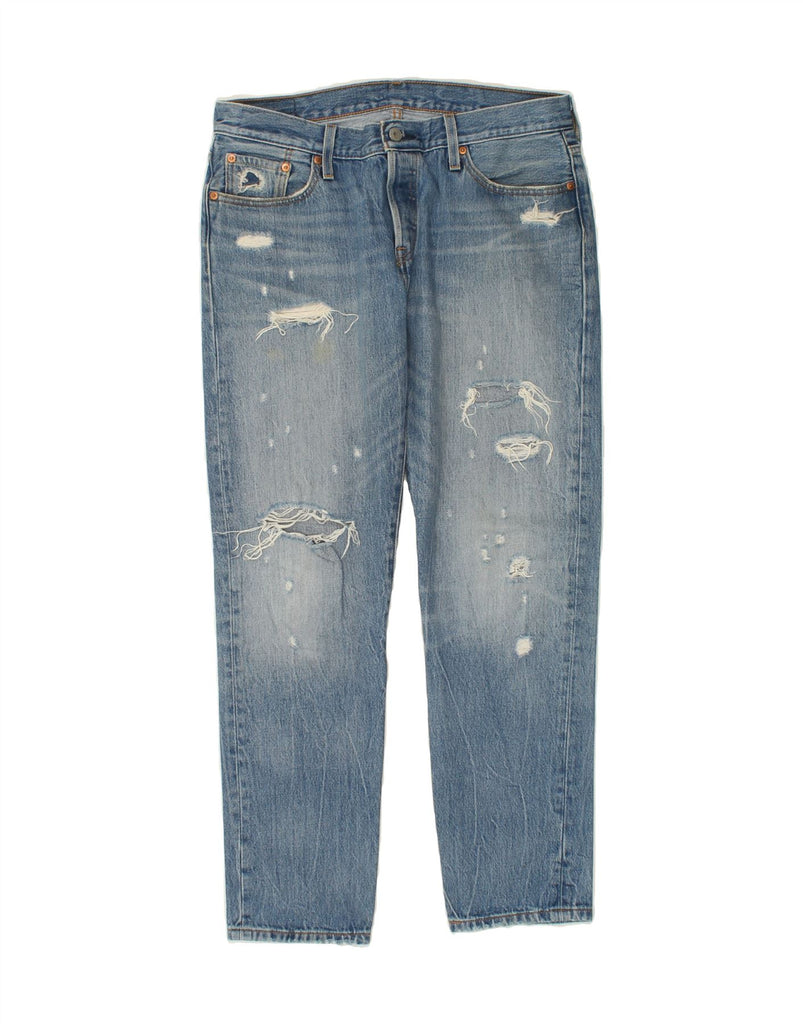 LEVI'S Womens 501 Distressed Tapered Jeans W29 L29 Blue Cotton Vintage Levi's and Second-Hand Levi's from Messina Hembry 