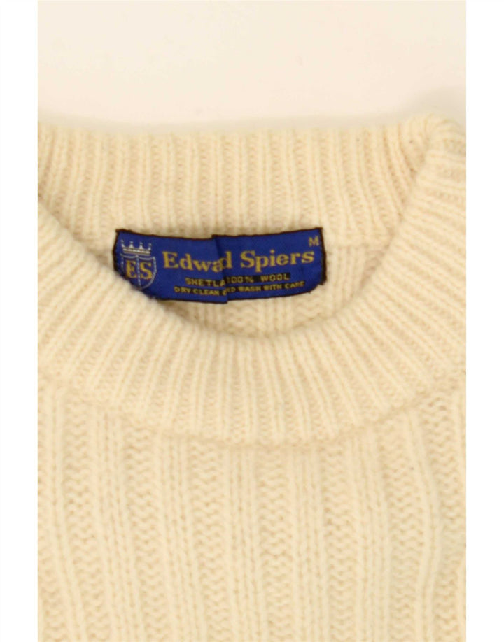 Edward Spiers Mens Turtle Neck Jumper Sweater Medium Off White Wool