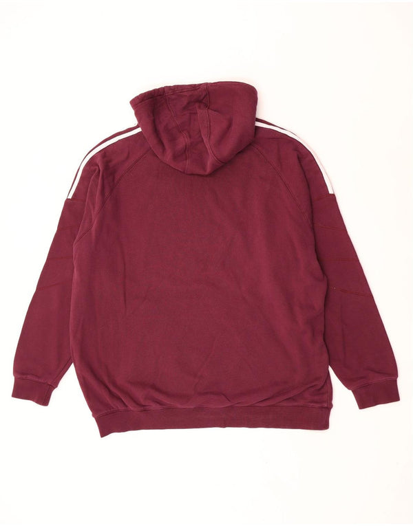 Adidas Mens Hoodie Jumper XL Maroon Colourblock Cotton