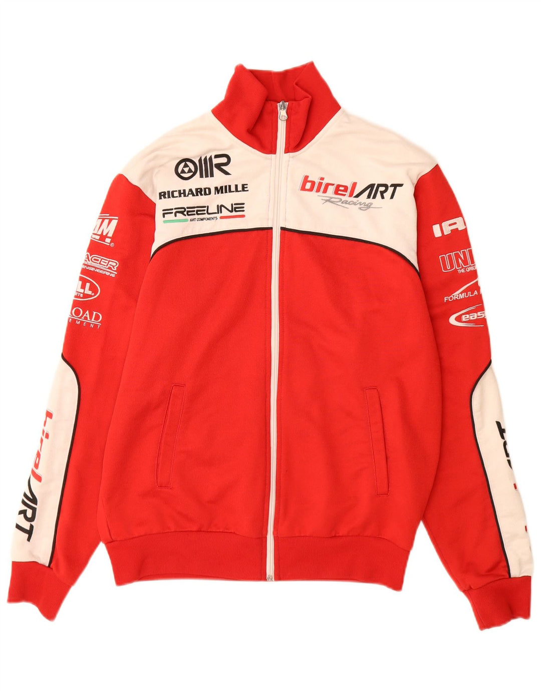 Vintage Mens Graphic Tracksuit Top Jacket Medium Red Colourblock