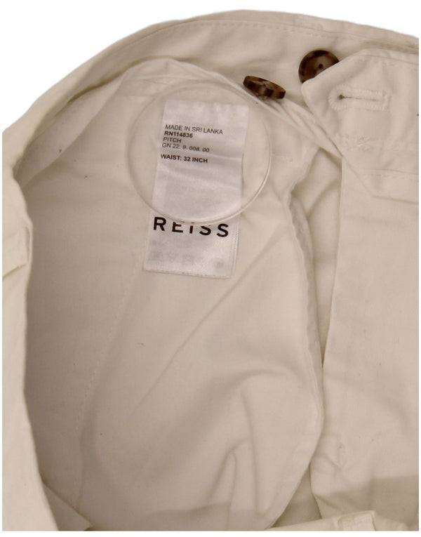 Reiss Mens Straight Chino Trousers W32 L30 White Cotton