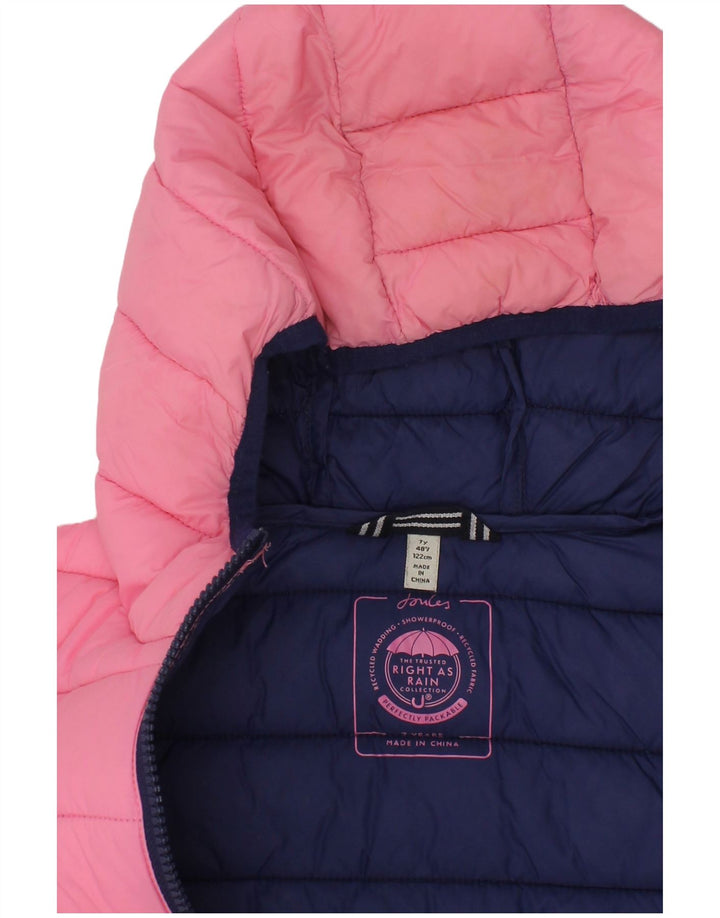 JOULES Girls Hooded Padded Jacket 6-7 Years Pink Polyamide