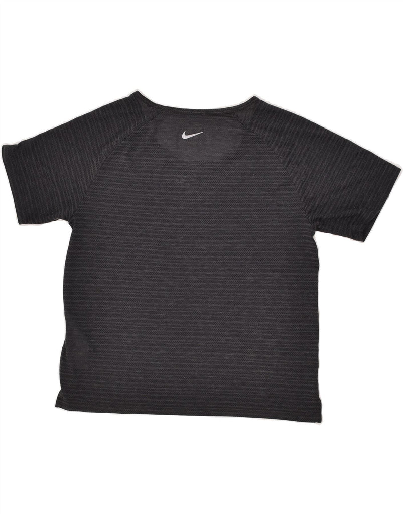 NIKE Womens Dri Fit T-Shirt Top UK 12 Medium Grey Striped Polyester | Vintage Nike | Thrift | Second-Hand Nike | Used Clothing | Messina Hembry 