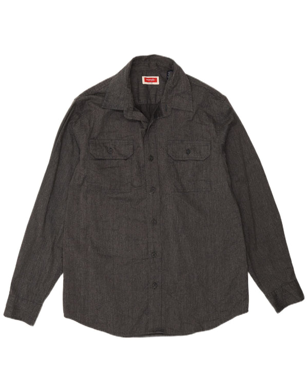 Wrangler Mens Shirt Medium Grey Cotton