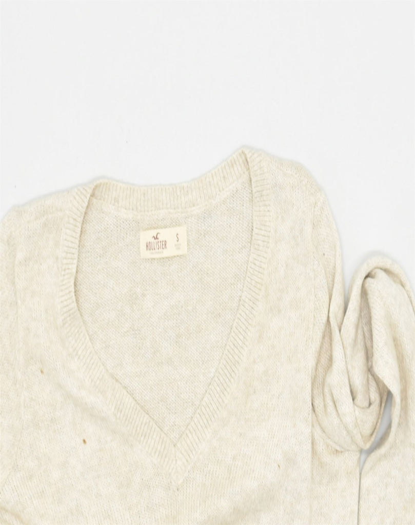 HOLLISTER Mens V-Neck Jumper Sweater Small Beige Cotton | Vintage | Thrift | Second-Hand | Used Clothing | Messina Hembry 