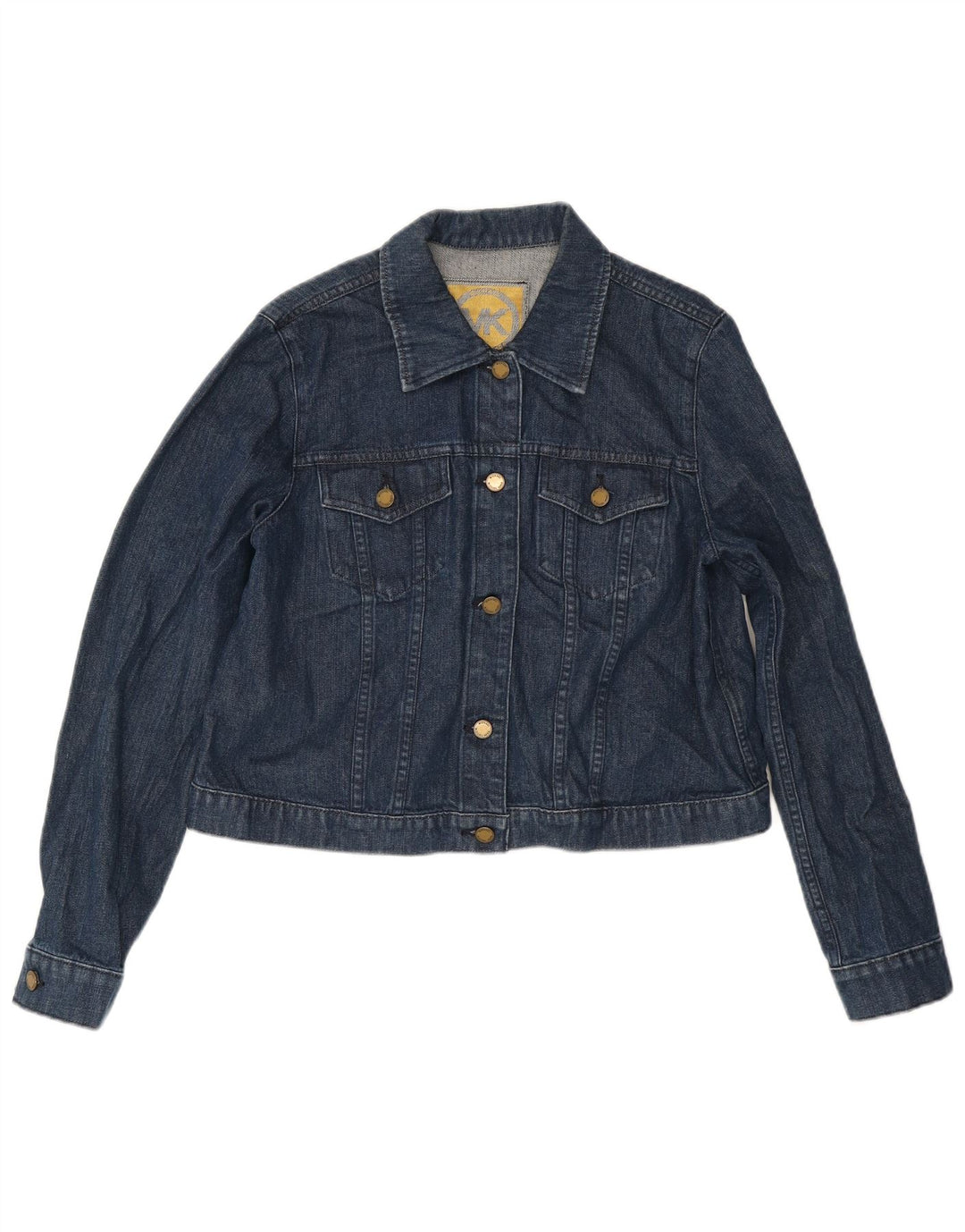 MICHAEL KORS Womens Crop Denim Jacket UK 18 XL Blue Cotton