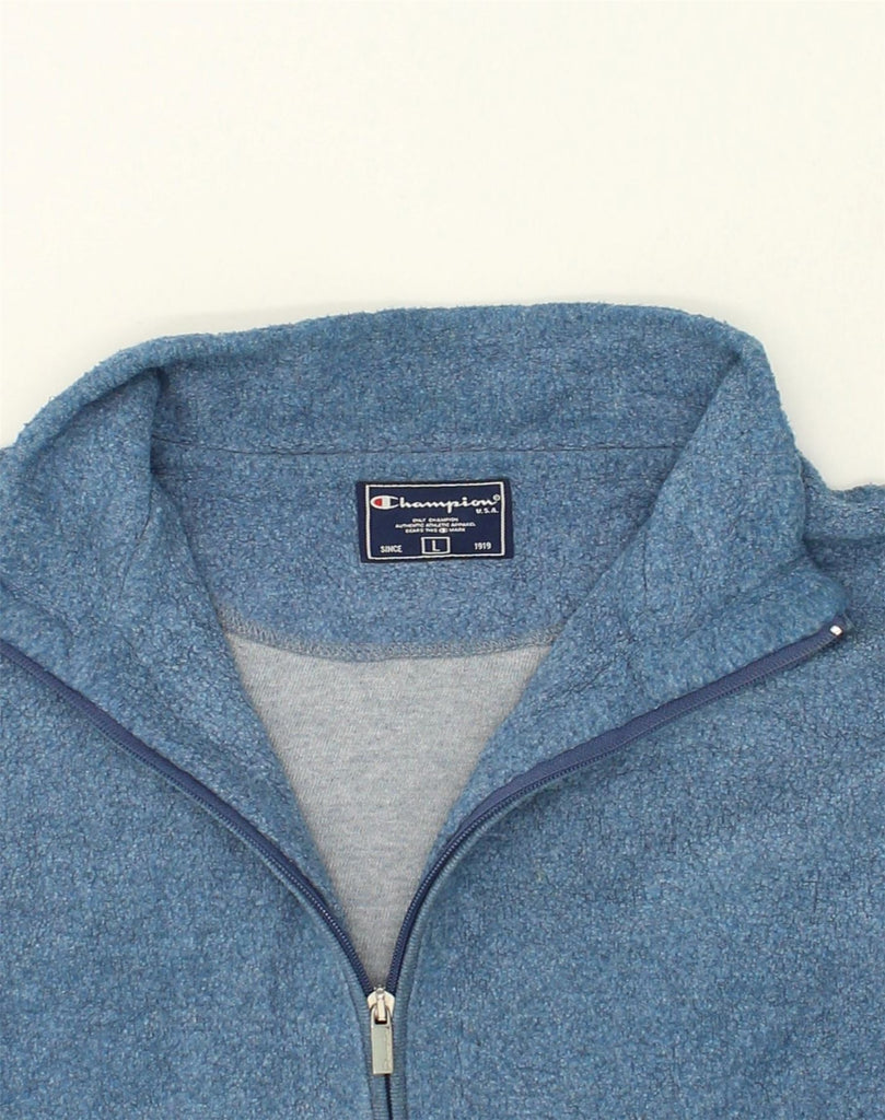 CHAMPION Mens Fleece Jacket UK 40 Large Blue Polyester | Vintage Champion | Thrift | Second-Hand Champion | Used Clothing | Messina Hembry 