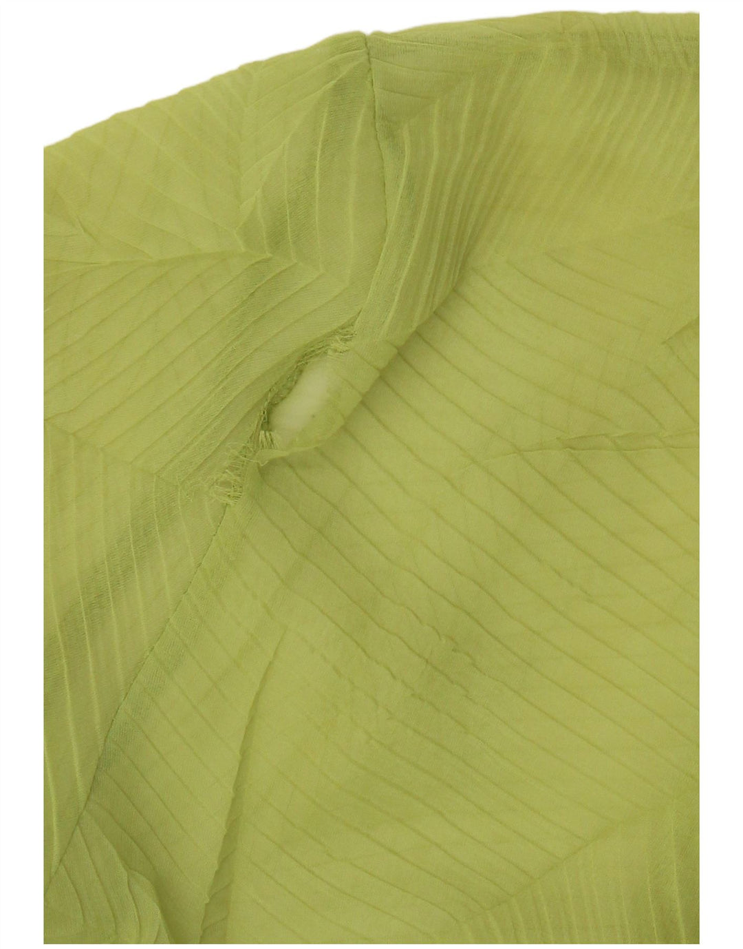 Vintage Womens Crop Front Tie See Through Top UK 14 Medium Green Striped