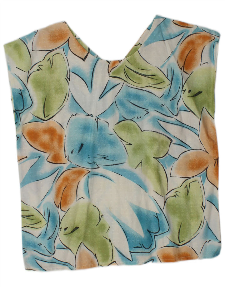 VINTAGE Womens Crop Shirt Blouse UK 14 Medium Multicoloured Floral