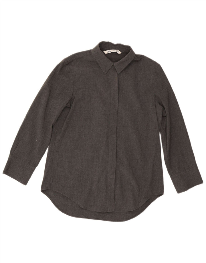 Zara Womens Loose Fit Shirt UK 10 Small Grey