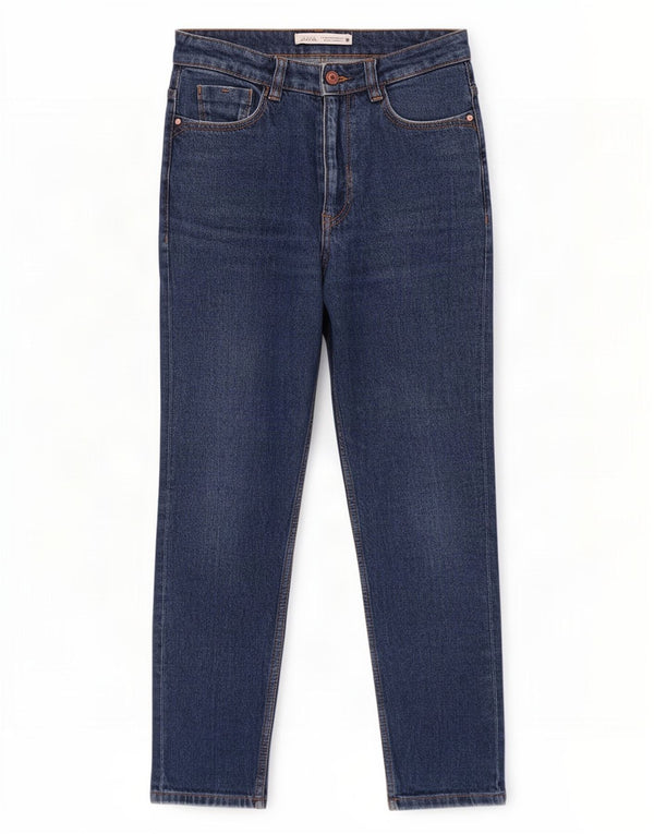 Zara Womens High Waist Tapered Jeans EU 34 2XS W24 L28 Blue