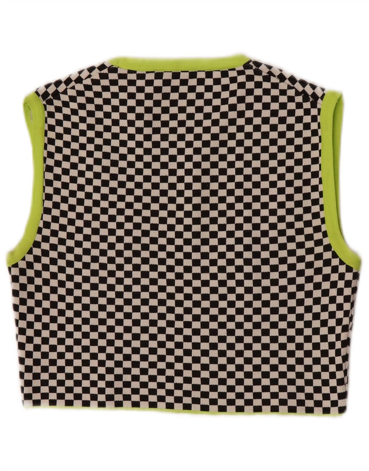 Zara Womens Crop Vest Top UK 12 Medium Black Geometric Polyester