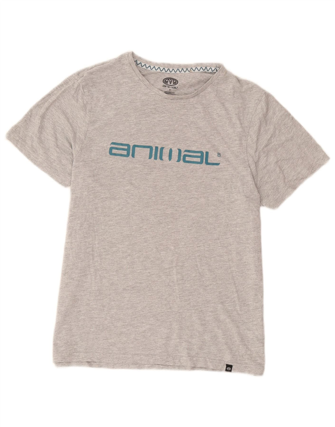 Animal Mens Graphic T-Shirt Top Medium Grey Cotton