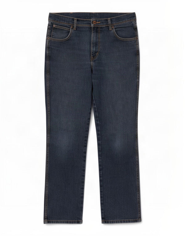 Wrangler Mens Regular Fit Straight Jeans W34 L30 Navy Blue Cotton