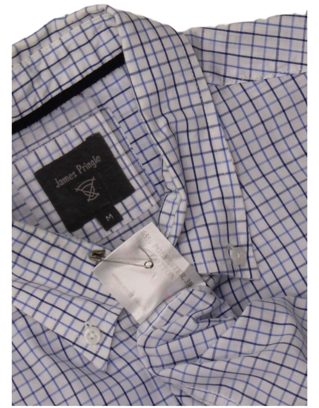 JAMES PRINGLE Mens Shirt Medium Blue Check Polyester