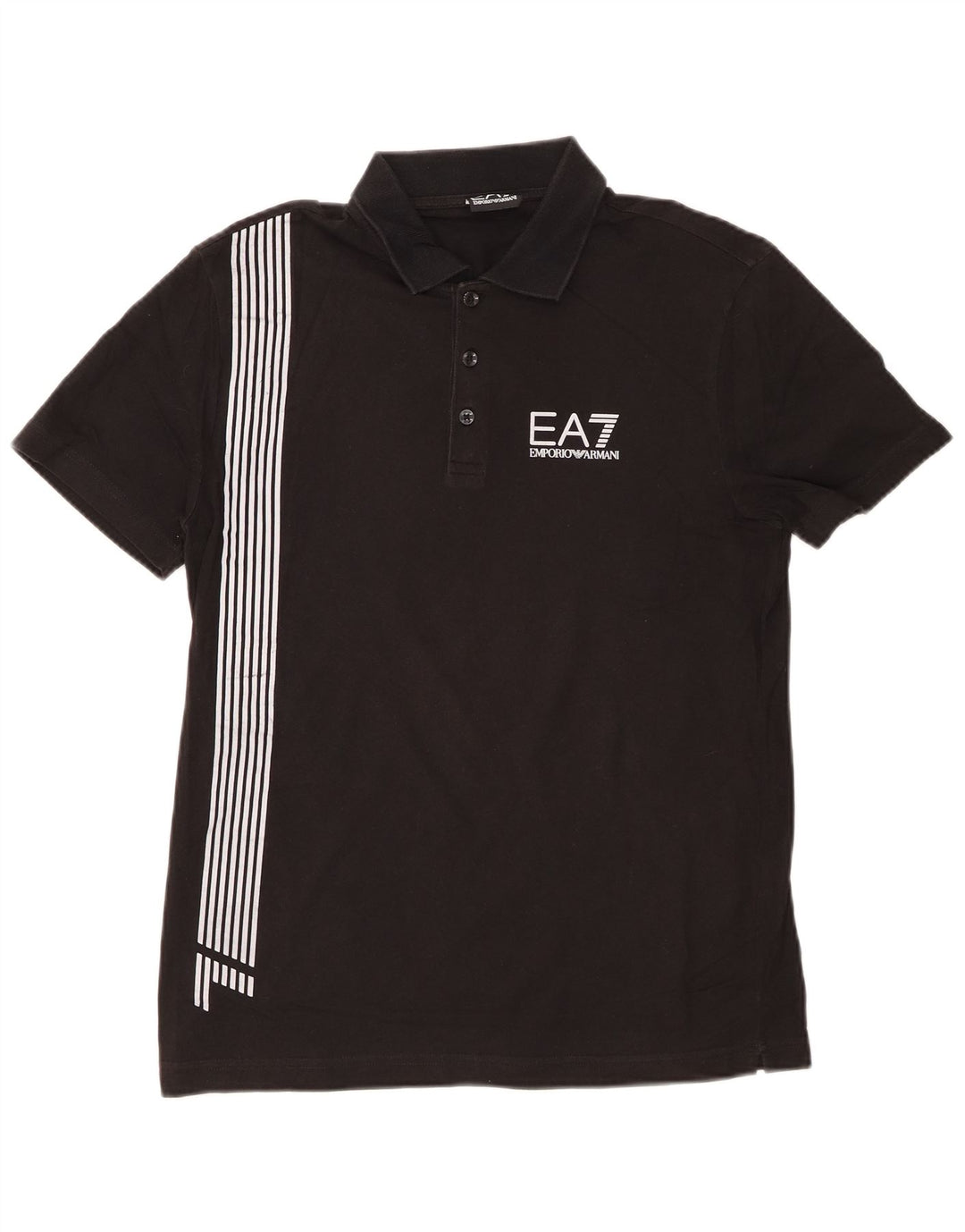 EMPORIO ARMANI Mens Graphic Polo Shirt Small Black Striped