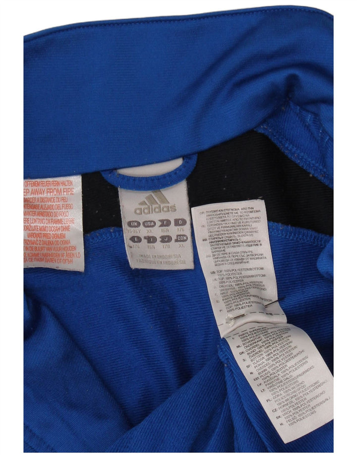 Adidas Boys Tracksuit Top Jacket 15-16 Years Blue Colourblock Polyester