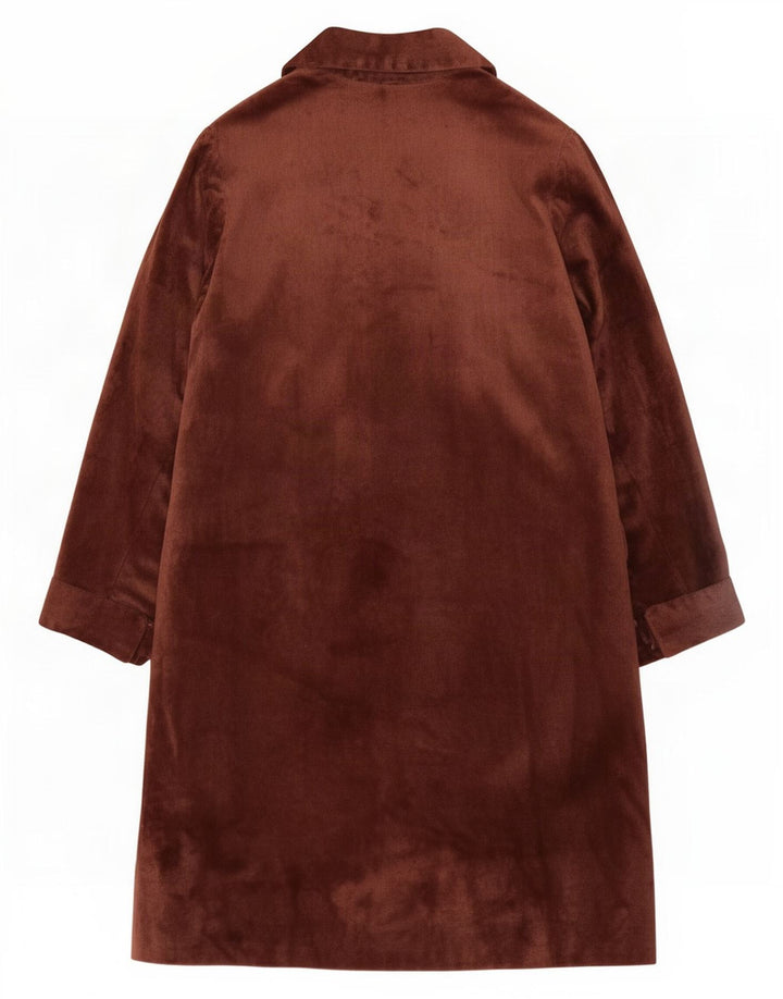 Vintage Womens Velvet Overcoat UK 14 Medium Brown