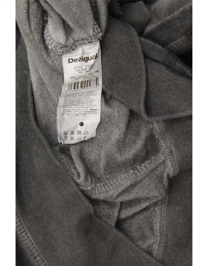 Desigual Mens Button Neck Hoodie Jumper Large Grey Cotton