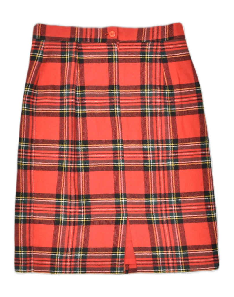 VINTAGE Womens Straight Skirt Small W28  Red Plaid Wool | Vintage | Thrift | Second-Hand | Used Clothing | Messina Hembry 