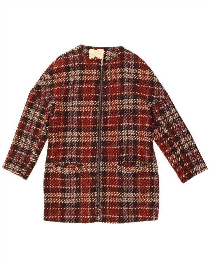 Esprit Womens Overcoat UK 12 Medium Burgundy Check
