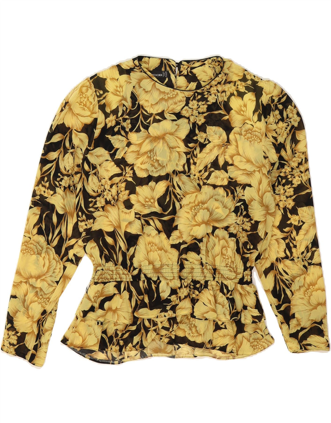 HARDOB Womens Long Sleeve Blouse Top UK 16 Large  Yellow Floral Polyester Vintage Hardob and Second-Hand Hardob from Messina Hembry 
