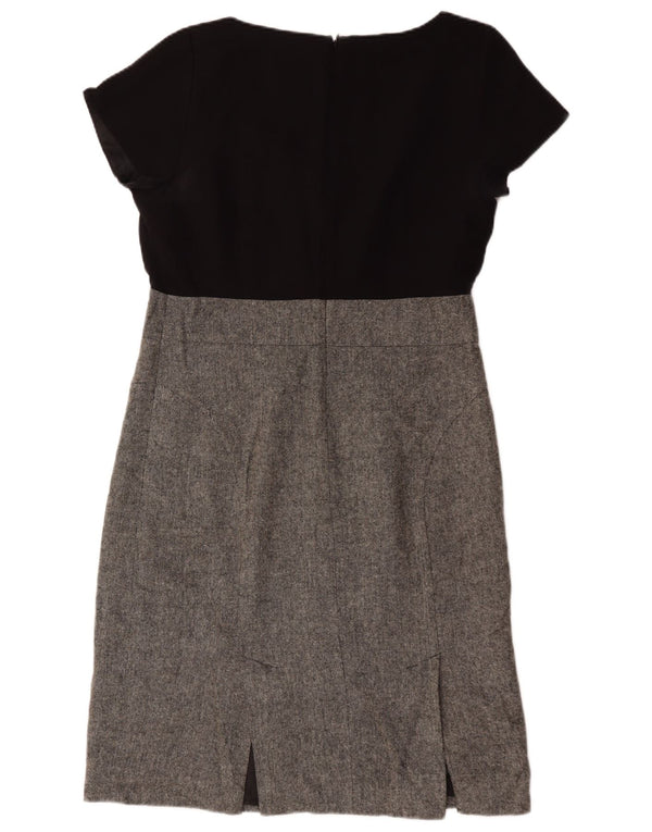 Laura Ashley Womens Sheath Dress UK 14 Large Black Colourblock Polyester