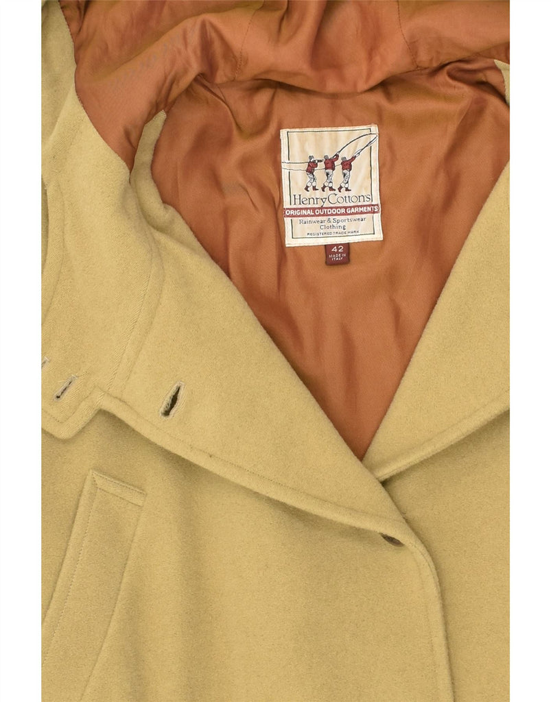 HENRY COTTONS Womens 3/4 Sleeve Hooded Overcoat EU 42 Large Beige | Vintage Henry Cottons | Thrift | Second-Hand Henry Cottons | Used Clothing | Messina Hembry 