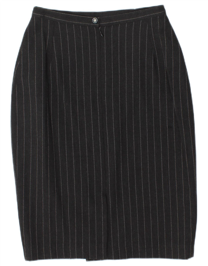 LOUISE KENNEDY Womens Pencil Skirt EU 38 Medium W28  Black Pinstripe Wool
