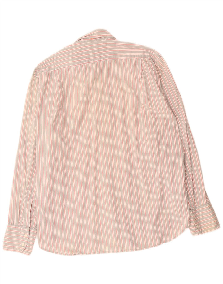 HUGO BOSS Mens Shirt Large Grey Striped Cotton