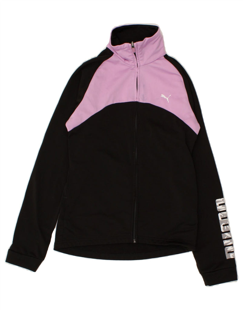 PUMA Girls Graphic Tracksuit Top Jacket 13-14 Years Black Colourblock | Vintage Puma | Thrift | Second-Hand Puma | Used Clothing | Messina Hembry 