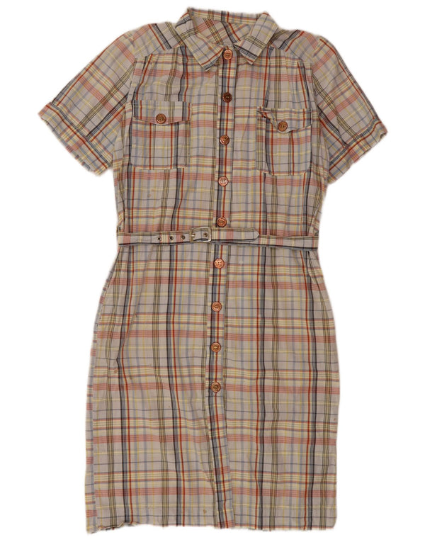 Vintage Womens Shirt Dress UK 14 Medium Multicoloured Check Cotton