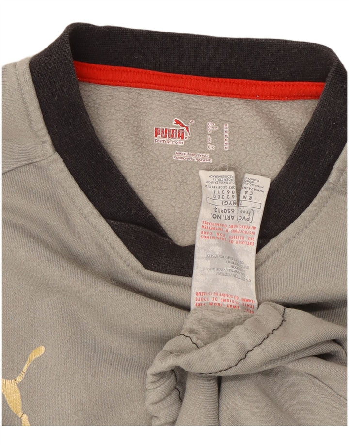 Puma Mens Sweatshirt Jumper Medium Grey Colourblock Cotton