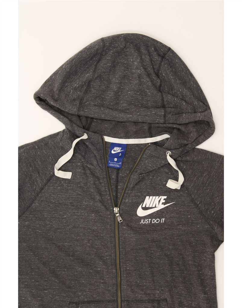 NIKE Womens Oversized Zip Hoodie Sweater UK 10 Small Grey Flecked Vintage Nike and Second-Hand Nike from Messina Hembry 