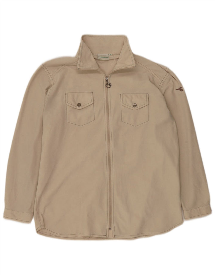 DIADORA Mens Tracksuit Top Jacket Medium Beige Polyester
