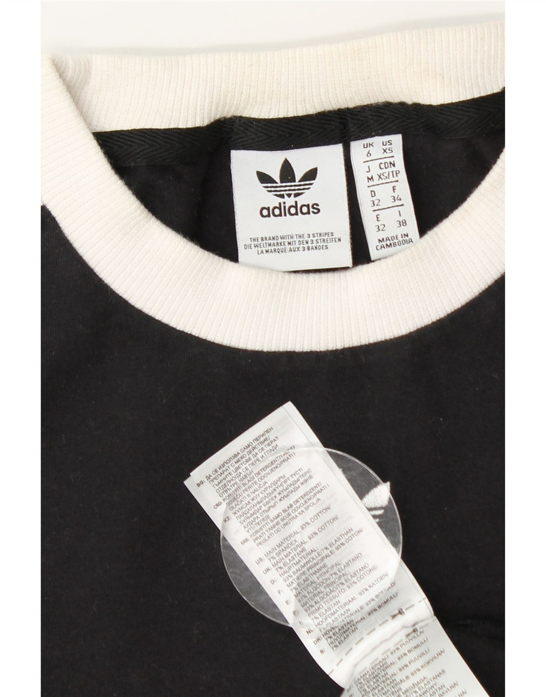 Adidas Womens Top Long Sleeve UK 6 XS Black Cotton