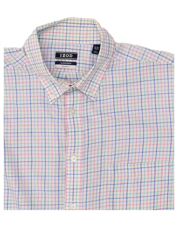 IZOD Mens Regular Fit Shirt Size 16 1/2 Large Blue Check Cotton Vintage Izod and Second-Hand Izod from Messina Hembry 