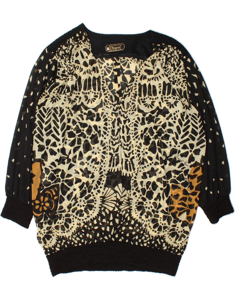 DOUCEL Womens Oversized See Through Blouse Top EU 44 XL Black Floral Vintage Doucel and Second-Hand Doucel from Messina Hembry 
