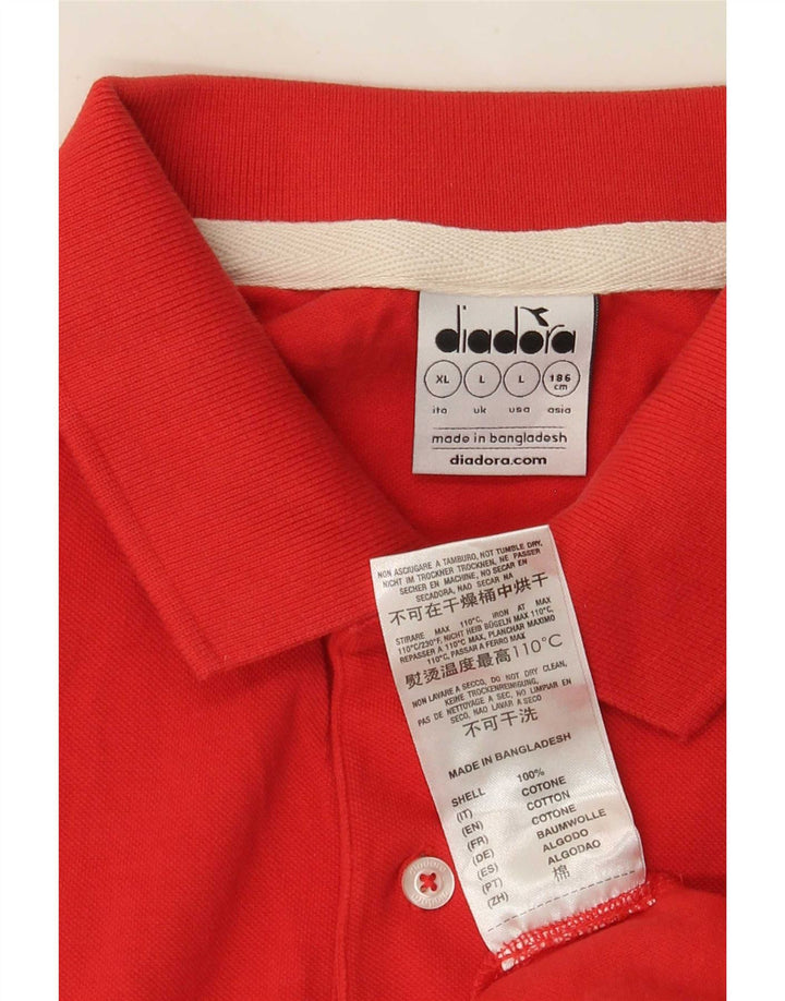 Diadora Mens Polo Shirt Large Red Cotton